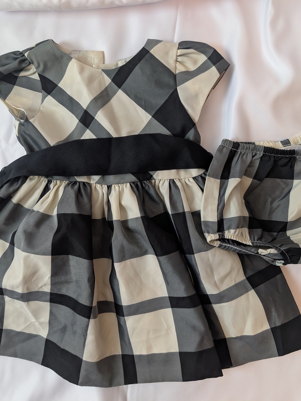 Polo Ralph Lauren Black & Cream Plaid Girls' Party Dress with Bloomers